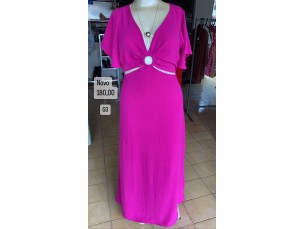 Vestido longo feminino fúcsia - TAM G3