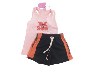 Conjunto Infantil Menina Verão na Cor Salmão