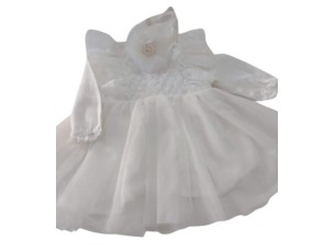 Vestido infantil Branco com 02 faixas de cabelo