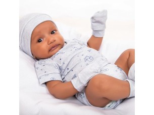 Kit Masculino Body Touca Luva E Sapatinhos Cinza
