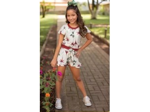 Macaquinho infantil menina florido 