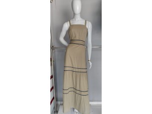 Vestido longo bege de alcinha