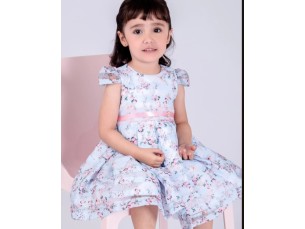 Vestido Azul Rodado com Fita 