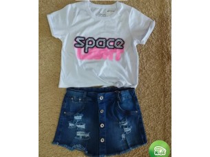 Conjunto menina blusa com short saia